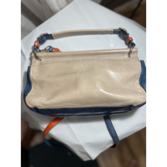 Coach Vintage City Willis In Colorblock Taupe/Blue/Orange Crossbody Turnlock - Picture 3 of 12